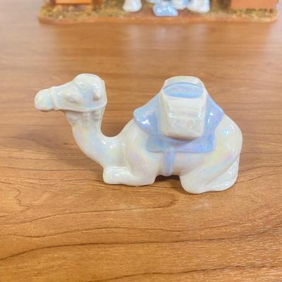 LOT 72D: Vintage Nativity Set in Manger with Porcelain Figurines