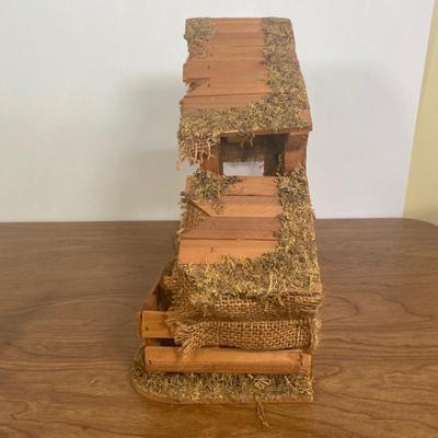 LOT 72D: Vintage Nativity Set in Manger with Porcelain Figurines