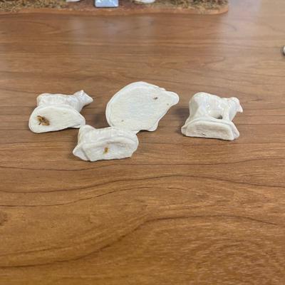 LOT 72D: Vintage Nativity Set in Manger with Porcelain Figurines