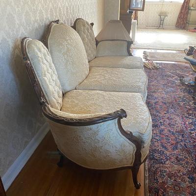 LOT 73L: Vintage Louis XV Style Carved Walnut Sofa