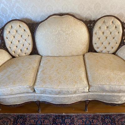 LOT 73L: Vintage Louis XV Style Carved Walnut Sofa