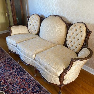 LOT 73L: Vintage Louis XV Style Carved Walnut Sofa