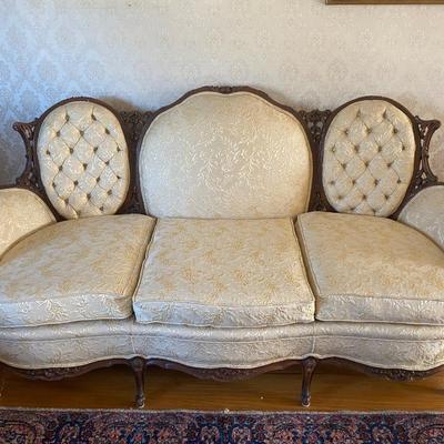 LOT 73L: Vintage Louis XV Style Carved Walnut Sofa