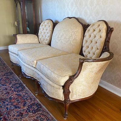 LOT 73L: Vintage Louis XV Style Carved Walnut Sofa