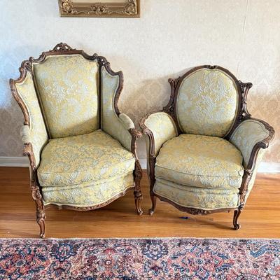 LOT 74L: Pair of Coordinating French Louis XV Style Chairs