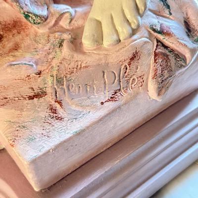 LOT 75L: Stunning Vintage Signed Henri Plé Sculptural Lamp (47.5") w/ Coordinating Pedestal