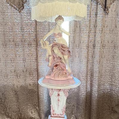 LOT 75L: Stunning Vintage Signed Henri Plé Sculptural Lamp (47.5") w/ Coordinating Pedestal
