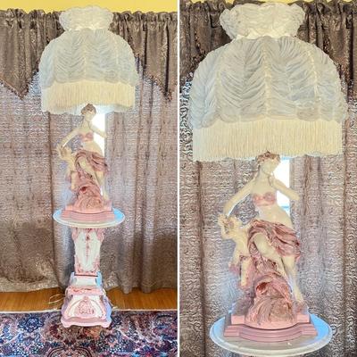 LOT 75L: Stunning Vintage Signed Henri Plé Sculptural Lamp (47.5") w/ Coordinating Pedestal