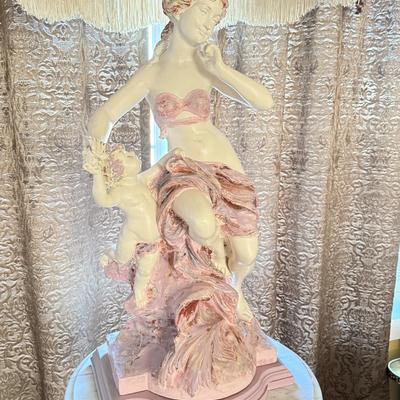 LOT 75L: Stunning Vintage Signed Henri Plé Sculptural Lamp (47.5") w/ Coordinating Pedestal