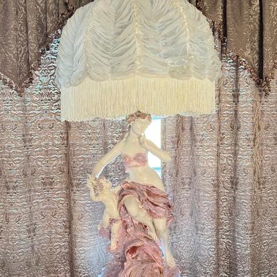 LOT 75L: Stunning Vintage Signed Henri Plé Sculptural Lamp (47.5") w/ Coordinating Pedestal