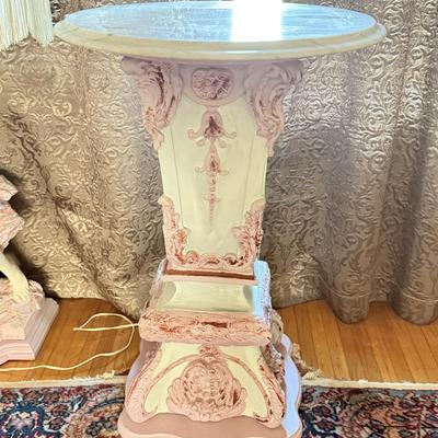 LOT 75L: Stunning Vintage Signed Henri Plé Sculptural Lamp (47.5") w/ Coordinating Pedestal