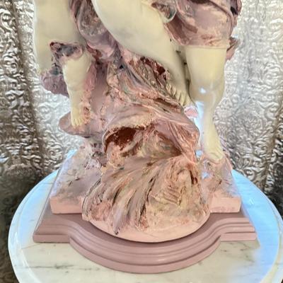 LOT 75L: Stunning Vintage Signed Henri Plé Sculptural Lamp (47.5") w/ Coordinating Pedestal