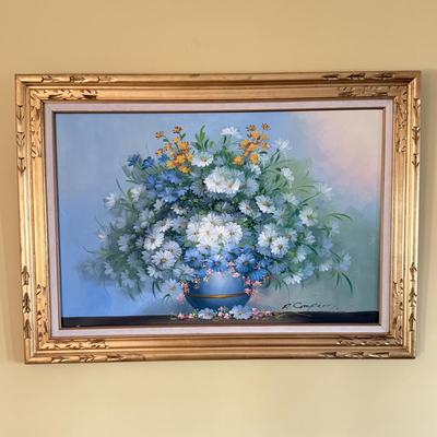 LOT 76D: Framed & Signed R. Compton Flower Painting