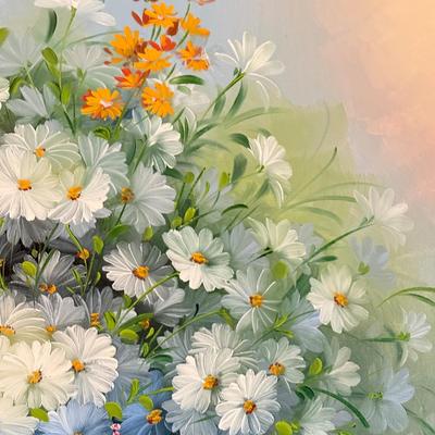 LOT 76D: Framed & Signed R. Compton Flower Painting