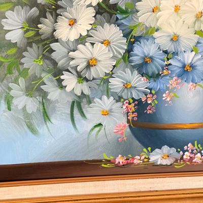 LOT 76D: Framed & Signed R. Compton Flower Painting