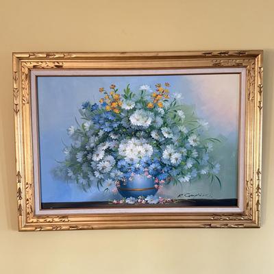 LOT 76D: Framed & Signed R. Compton Flower Painting