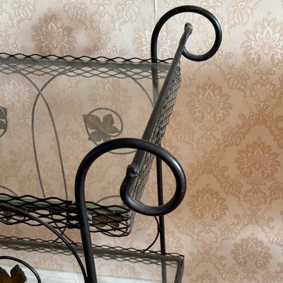 LOT 77D: Metal & Glass Wheeled Bar Cart