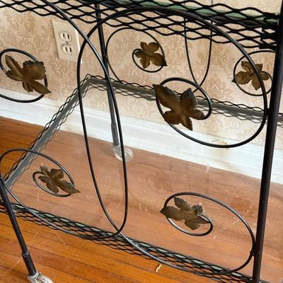 LOT 77D: Metal & Glass Wheeled Bar Cart