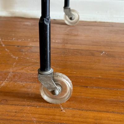 LOT 77D: Metal & Glass Wheeled Bar Cart