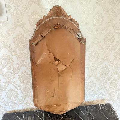 LOT 80L: Marble Top Foyer Table & Grapes / Leaf Motif Vintage Mirror