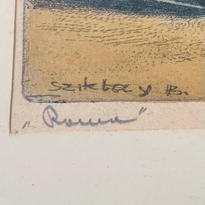 LOT 81 Z: Framed & Signed St. Peter's Basilica Colored Etching by Sziktay B.