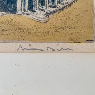 LOT 81 Z: Framed & Signed St. Peter's Basilica Colored Etching by Sziktay B.