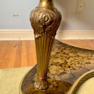 LOT 83 Z: Round Hollywood Regency Style Gold Foil Inlay Coffee Table