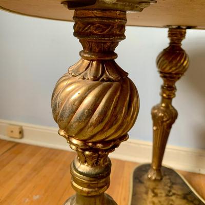 LOT 83 Z: Round Hollywood Regency Style Gold Foil Inlay Coffee Table