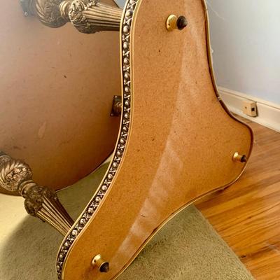 LOT 83 Z: Round Hollywood Regency Style Gold Foil Inlay Coffee Table