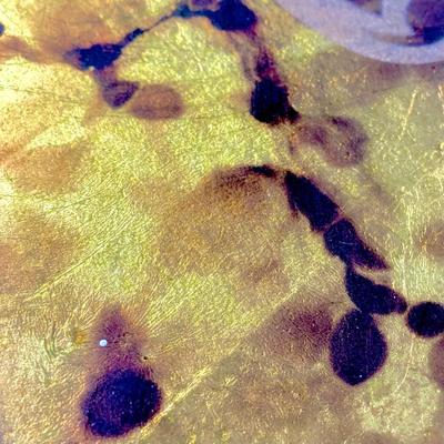 LOT 83 Z: Round Hollywood Regency Style Gold Foil Inlay Coffee Table