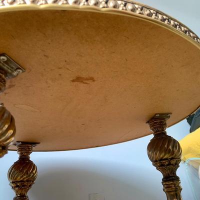 LOT 83 Z: Round Hollywood Regency Style Gold Foil Inlay Coffee Table