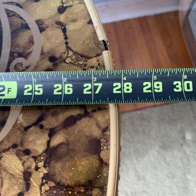 LOT 83 Z: Round Hollywood Regency Style Gold Foil Inlay Coffee Table