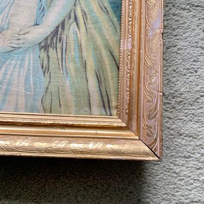 LOT 84 Z: Duo of Vintage Religious Canvas Lithographs in Gilded Frames
