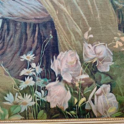 LOT 84 Z: Duo of Vintage Religious Canvas Lithographs in Gilded Frames