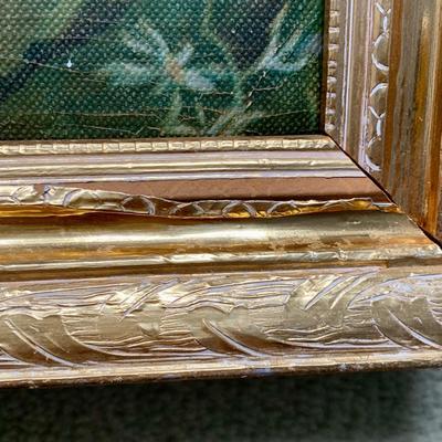 LOT 84 Z: Duo of Vintage Religious Canvas Lithographs in Gilded Frames