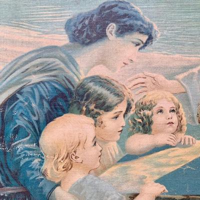 LOT 84 Z: Duo of Vintage Religious Canvas Lithographs in Gilded Frames