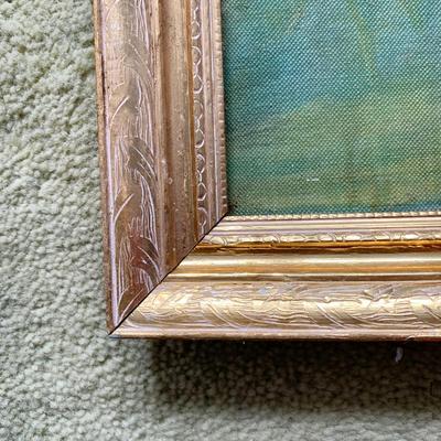 LOT 84 Z: Duo of Vintage Religious Canvas Lithographs in Gilded Frames