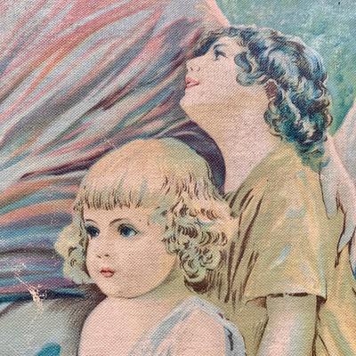 LOT 84 Z: Duo of Vintage Religious Canvas Lithographs in Gilded Frames