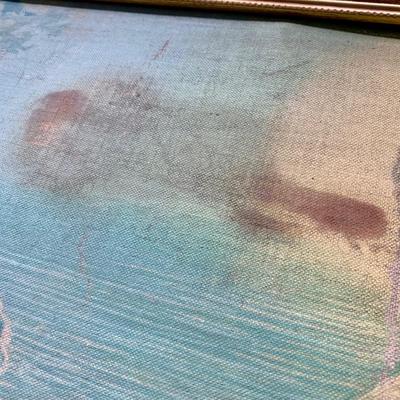 LOT 84 Z: Duo of Vintage Religious Canvas Lithographs in Gilded Frames