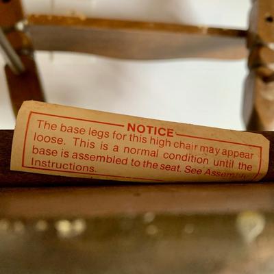 LOT 86 Z: 1983 Hedstrom Children's Wooden Highchair