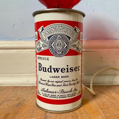 LOT 88 Z: Vintage Budweiser Beer Can Lamp w/ Red Flicker Bulb
