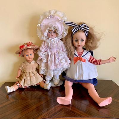 LOT 89 Y: Vintage Articulated Plastic Doll Collection & a Porcelain Dynasty Doll