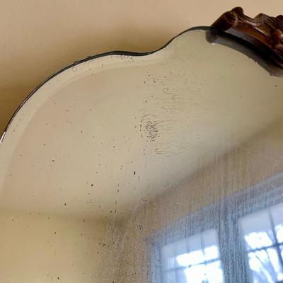 LOT 92 Y: Vintage Hollywood Regency Multi-Grain Figured Wood 6 Drawer Dresser w/ Removable Mirror