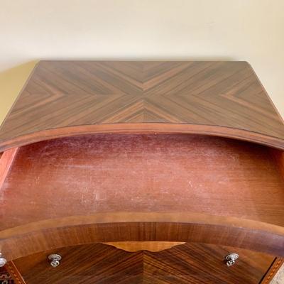 LOT 92 Y: Vintage Hollywood Regency Multi-Grain Figured Wood 6 Drawer Dresser w/ Removable Mirror