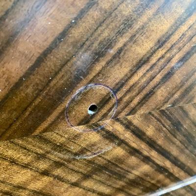 LOT 92 Y: Vintage Hollywood Regency Multi-Grain Figured Wood 6 Drawer Dresser w/ Removable Mirror