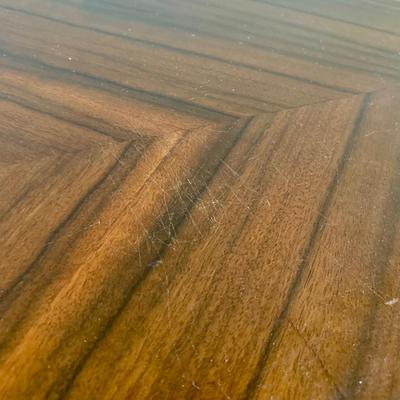 LOT 92 Y: Vintage Hollywood Regency Multi-Grain Figured Wood 6 Drawer Dresser w/ Removable Mirror