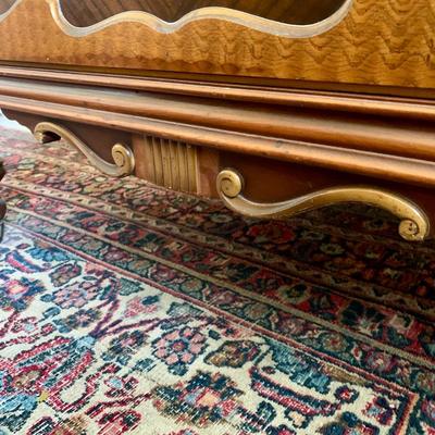 LOT 92 Y: Vintage Hollywood Regency Multi-Grain Figured Wood 6 Drawer Dresser w/ Removable Mirror