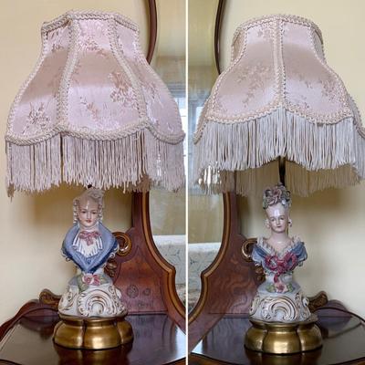 LOT 93 Y: Vintage Cordey Victorian Lord & Lady Bust Lamps