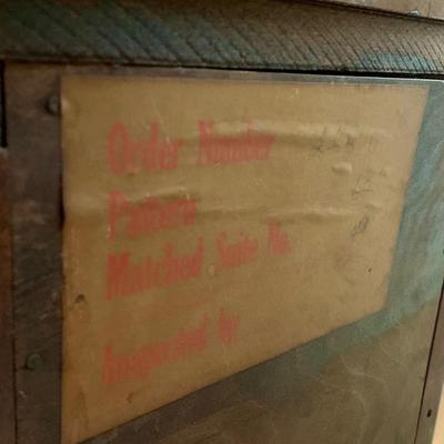 LOT 94 Y: Vintage Hollywood Regency Multi-grain Figured Wood Vanity w/ Bench