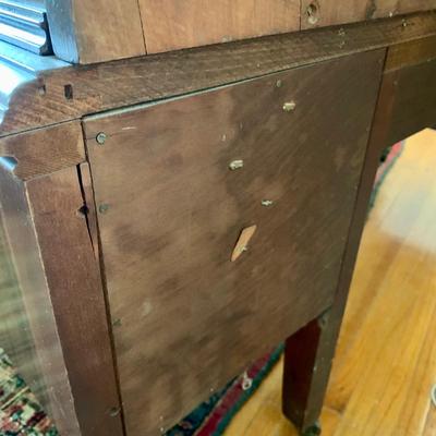 LOT 94 Y: Vintage Hollywood Regency Multi-grain Figured Wood Vanity w/ Bench